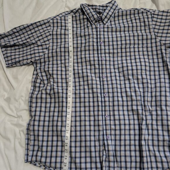 Britches Blue yellow White Plaid Short Sleeve Button Shirt Men Size 2XL 2X Large - Picture 4 of 5
